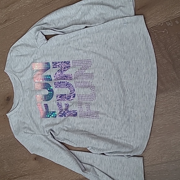 Gray Long Sleeve Fun Fun Fun Bedazzled Tee - Picture 1 of 2